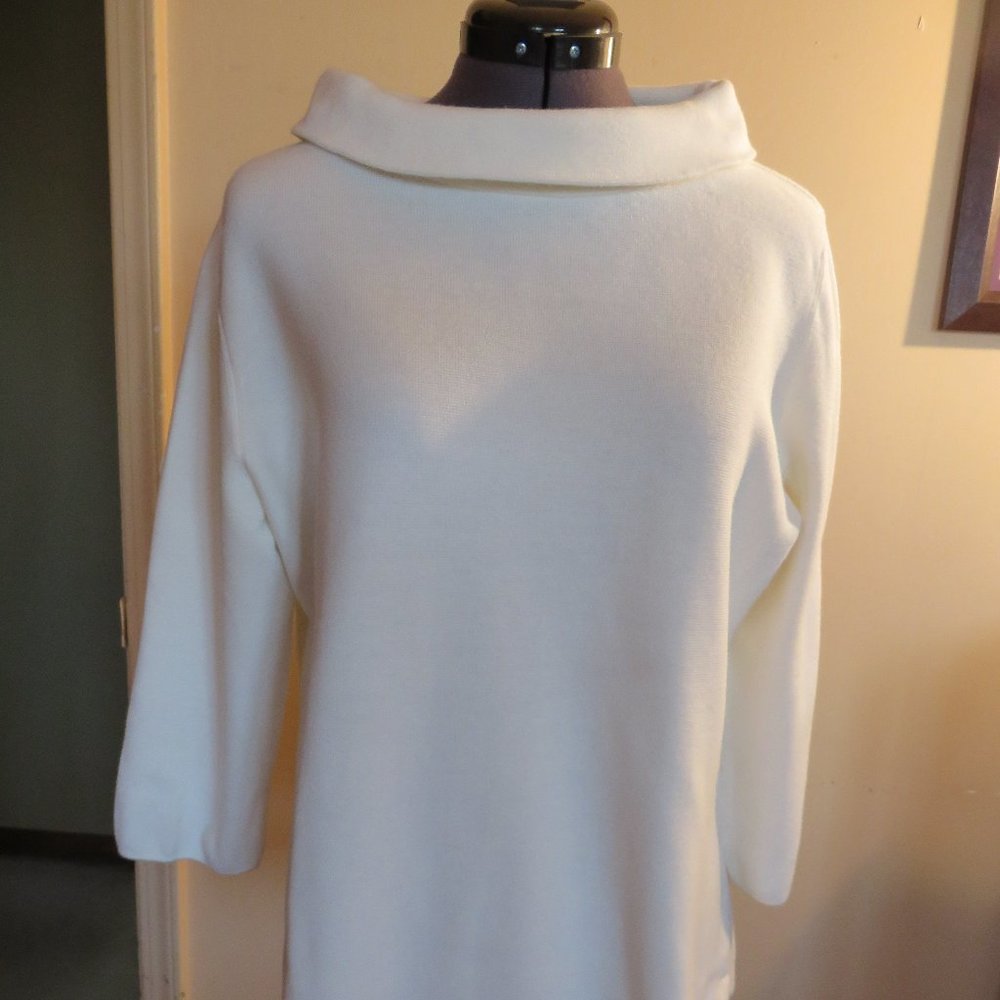 Talbots Sabrina Mock Neck Tunic –White -Size Large-NWT (Great Mother's Day Gift)
